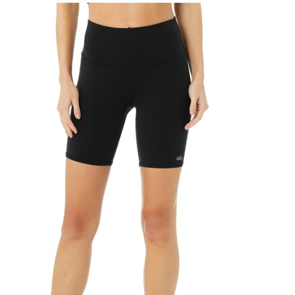 Alo Yoga High Waist Black Biker Short XS